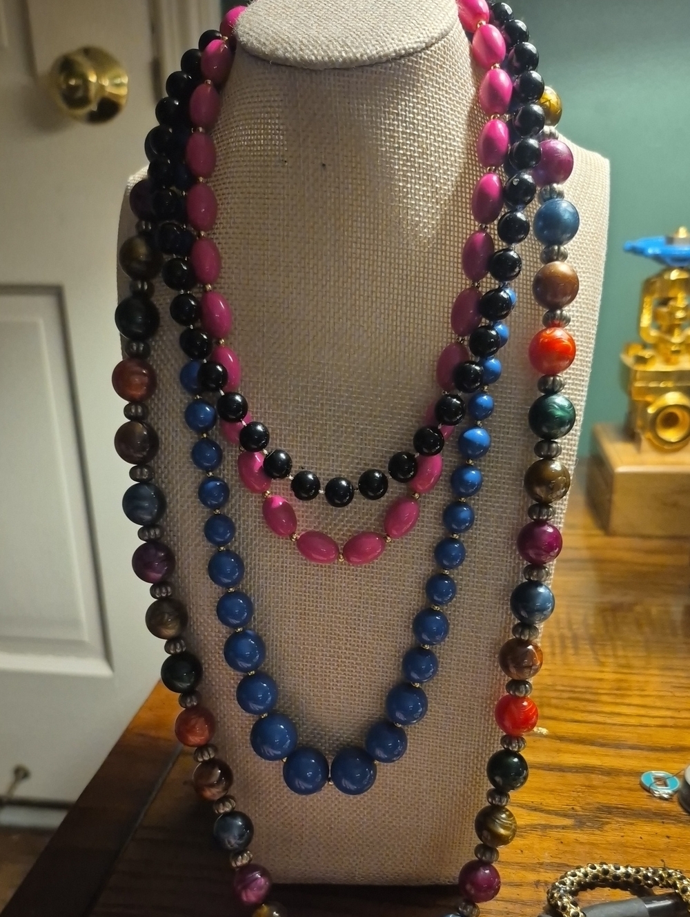 Vintage Acrylic Necklace Bundle 4 Necklaces Multi-Color Beaded